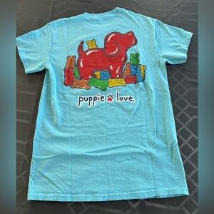 Puppie Love Gummy Bear Pup Women’s Small Blue Cotton Tee